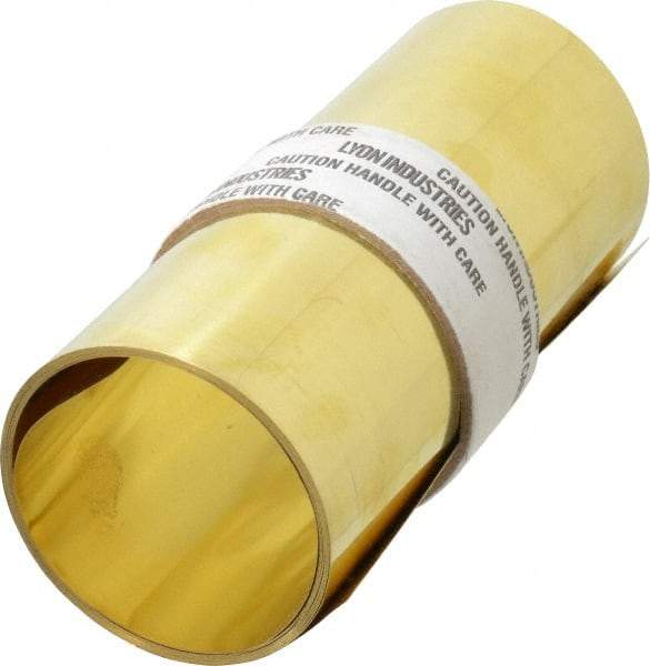 Made in USA - 100 Inch Long x 6 Inch Wide x 0.007 Inch Thick, Roll Shim Stock - Brass - USA Tool & Supply