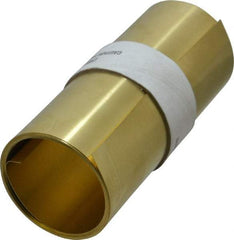 Made in USA - 100 Inch Long x 6 Inch Wide x 0.01 Inch Thick, Roll Shim Stock - Brass - USA Tool & Supply