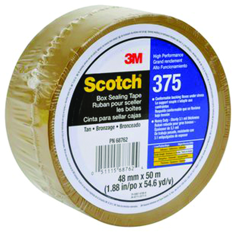 List 375 72mm x 50m High Performance Box Sealing Tape - Tan - USA Tool & Supply
