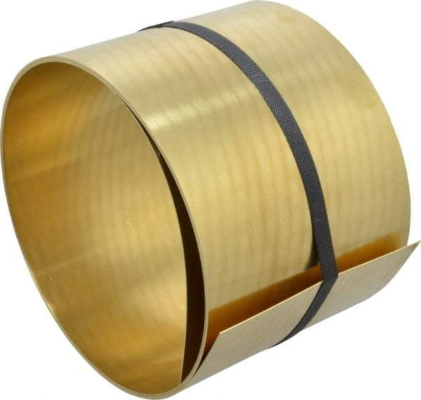 Made in USA - 100 Inch Long x 6 Inch Wide x 0.031 Inch Thick, Roll Shim Stock - Brass - USA Tool & Supply