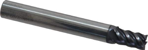 Accupro - 7/32", 3/8" LOC, 1/4" Shank Diam, 2" OAL, 5 Flute, Solid Carbide Square End Mill - Single End, AlTiN Finish, Spiral Flute, 45° Helix, Centercutting, Right Hand Cut, Right Hand Flute - USA Tool & Supply