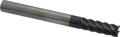 Accupro - 1/4", 3/4" LOC, 1/4" Shank Diam, 2-1/2" OAL, 5 Flute, Solid Carbide Square End Mill - Single End, AlTiN Finish, Spiral Flute, 45° Helix, Centercutting, Right Hand Cut, Right Hand Flute - USA Tool & Supply