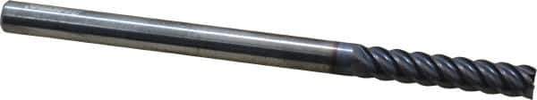Accupro - 1/4", 1-1/4" LOC, 1/4" Shank Diam, 4" OAL, 5 Flute, Solid Carbide Square End Mill - Single End, AlTiN Finish, Spiral Flute, 45° Helix, Centercutting, Right Hand Cut, Right Hand Flute - USA Tool & Supply