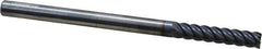 Accupro - 1/4", 1-1/4" LOC, 1/4" Shank Diam, 4" OAL, 5 Flute, Solid Carbide Square End Mill - Single End, AlTiN Finish, Spiral Flute, 45° Helix, Centercutting, Right Hand Cut, Right Hand Flute - USA Tool & Supply