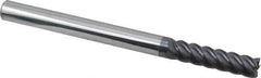 Accupro - 5/16" Diam, 1-1/4" Length of Cut, 5/16" Shank Diam, 4" OAL, 5 Flute Solid Carbide Square End Mill - Single End, AlTiN Finish, Spiral Flute, 45° Helix Angle, Centercutting, Long Length - USA Tool & Supply