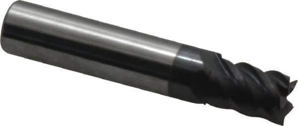 Accupro - 11/32", 1/2" LOC, 3/8" Shank Diam, 2" OAL, 5 Flute, Solid Carbide Square End Mill - Single End, AlTiN Finish, Spiral Flute, 45° Helix, Centercutting, Right Hand Cut, Right Hand Flute - USA Tool & Supply
