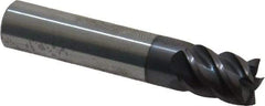 Accupro - 3/8", 1/2" LOC, 3/8" Shank Diam, 2" OAL, 5 Flute, Solid Carbide Square End Mill - Single End, AlTiN Finish, Spiral Flute, 45° Helix, Centercutting, Right Hand Cut, Right Hand Flute - USA Tool & Supply