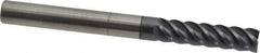 Accupro - 3/8", 1-1/2" LOC, 3/8" Shank Diam, 4" OAL, 5 Flute, Solid Carbide Square End Mill - Single End, AlTiN Finish, Spiral Flute, 45° Helix, Centercutting, Right Hand Cut, Right Hand Flute - USA Tool & Supply