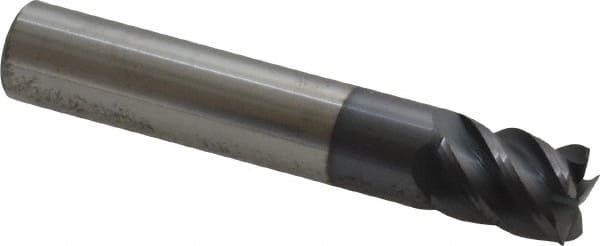 Accupro - 7/16" Diam, 9/16" Length of Cut, 7/16" Shank Diam, 2-1/2" OAL, 5 Flute Solid Carbide Square End Mill - USA Tool & Supply