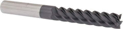 Accupro - 7/16", 2" LOC, 7/16" Shank Diam, 4" OAL, 5 Flute, Solid Carbide Square End Mill - Single End, AlTiN Finish, Spiral Flute, 45° Helix, Centercutting, Right Hand Cut, Right Hand Flute - USA Tool & Supply
