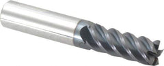 Accupro - 15/32", 1-1/4" LOC, 1/2" Shank Diam, 3" OAL, 5 Flute, Solid Carbide Square End Mill - Single End, AlTiN Finish, Spiral Flute, 45° Helix, Centercutting, Right Hand Cut, Right Hand Flute - USA Tool & Supply