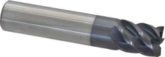 Accupro - 1/2", 5/8" LOC, 1/2" Shank Diam, 2-1/2" OAL, 5 Flute, Solid Carbide Square End Mill - Single End, AlTiN Finish, Spiral Flute, 45° Helix, Centercutting, Right Hand Cut, Right Hand Flute - USA Tool & Supply