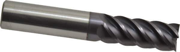 Accupro - 1/2", 1-1/4" LOC, 1/2" Shank Diam, 3" OAL, 5 Flute, Solid Carbide Square End Mill - Single End, AlTiN Finish, Spiral Flute, 45° Helix, Centercutting, Right Hand Cut, Right Hand Flute - USA Tool & Supply