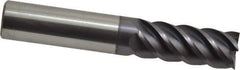 Accupro - 1/2", 1-1/4" LOC, 1/2" Shank Diam, 3" OAL, 5 Flute, Solid Carbide Square End Mill - Single End, AlTiN Finish, Spiral Flute, 45° Helix, Centercutting, Right Hand Cut, Right Hand Flute - USA Tool & Supply