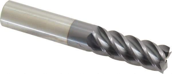 Accupro - 9/16", 1-1/2" LOC, 9/16" Shank Diam, 3-1/2" OAL, 5 Flute, Solid Carbide Square End Mill - Single End, AlTiN Finish, Spiral Flute, 45° Helix, Centercutting, Right Hand Cut, Right Hand Flute - USA Tool & Supply
