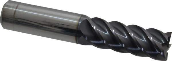 Accupro - 5/8", 1-5/8" LOC, 5/8" Shank Diam, 3-1/2" OAL, 5 Flute, Solid Carbide Square End Mill - Single End, AlTiN Finish, Spiral Flute, 45° Helix, Centercutting, Right Hand Cut, Right Hand Flute - USA Tool & Supply
