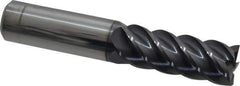 Accupro - 5/8", 1-5/8" LOC, 5/8" Shank Diam, 3-1/2" OAL, 5 Flute, Solid Carbide Square End Mill - Single End, AlTiN Finish, Spiral Flute, 45° Helix, Centercutting, Right Hand Cut, Right Hand Flute - USA Tool & Supply
