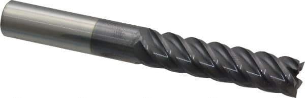 Accupro - 5/8", 2-1/2" LOC, 5/8" Shank Diam, 5" OAL, 5 Flute, Solid Carbide Square End Mill - Single End, AlTiN Finish, Spiral Flute, 45° Helix, Centercutting, Right Hand Cut, Right Hand Flute - USA Tool & Supply
