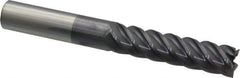 Accupro - 5/8", 2-1/2" LOC, 5/8" Shank Diam, 5" OAL, 5 Flute, Solid Carbide Square End Mill - Single End, AlTiN Finish, Spiral Flute, 45° Helix, Centercutting, Right Hand Cut, Right Hand Flute - USA Tool & Supply