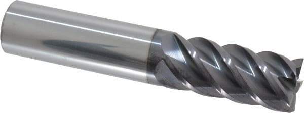Accupro - 3/4", 1-5/8" LOC, 3/4" Shank Diam, 4" OAL, 5 Flute, Solid Carbide Square End Mill - Single End, AlTiN Finish, Spiral Flute, 45° Helix, Centercutting, Right Hand Cut, Right Hand Flute - USA Tool & Supply