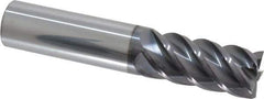 Accupro - 3/4", 1-5/8" LOC, 3/4" Shank Diam, 4" OAL, 5 Flute, Solid Carbide Square End Mill - Single End, AlTiN Finish, Spiral Flute, 45° Helix, Centercutting, Right Hand Cut, Right Hand Flute - USA Tool & Supply