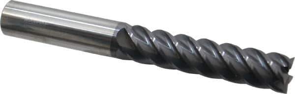 Accupro - 3/4", 3-1/4" LOC, 3/4" Shank Diam, 6" OAL, 5 Flute, Solid Carbide Square End Mill - Single End, AlTiN Finish, Spiral Flute, 45° Helix, Centercutting, Right Hand Cut, Right Hand Flute - USA Tool & Supply