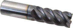 Accupro - 7/8", 2" LOC, 7/8" Shank Diam, 4" OAL, 5 Flute, Solid Carbide Square End Mill - Single End, AlTiN Finish, Spiral Flute, 45° Helix, Centercutting, Right Hand Cut, Right Hand Flute - USA Tool & Supply