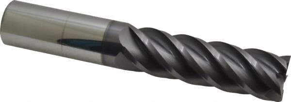 Accupro - 1", 3-1/4" LOC, 1" Shank Diam, 6" OAL, 5 Flute, Solid Carbide Square End Mill - Single End, AlTiN Finish, Spiral Flute, 45° Helix, Centercutting, Right Hand Cut, Right Hand Flute - USA Tool & Supply