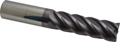 Accupro - 1", 3-1/4" LOC, 1" Shank Diam, 6" OAL, 5 Flute, Solid Carbide Square End Mill - Single End, AlTiN Finish, Spiral Flute, 45° Helix, Centercutting, Right Hand Cut, Right Hand Flute - USA Tool & Supply