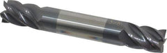 Accupro - 3/8", 1/2" LOC, 3/8" Shank Diam, 2-1/2" OAL, 5 Flute, Solid Carbide Square End Mill - Double End, AlTiN Finish, Spiral Flute, 45° Helix, Centercutting, Right Hand Cut, Right Hand Flute - USA Tool & Supply
