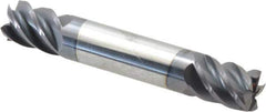 Accupro - 7/16", 9/16" LOC, 7/16" Shank Diam, 2-3/4" OAL, 5 Flute, Solid Carbide Square End Mill - Double End, AlTiN Finish, Spiral Flute, 45° Helix, Centercutting, Right Hand Cut, Right Hand Flute - USA Tool & Supply