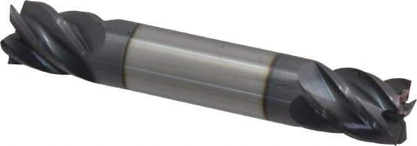 Accupro - 1/2", 5/8" LOC, 1/2" Shank Diam, 3" OAL, 5 Flute, Solid Carbide Square End Mill - Double End, AlTiN Finish, Spiral Flute, 45° Helix, Centercutting, Right Hand Cut, Right Hand Flute - USA Tool & Supply