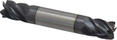 Accupro - 1/2", 5/8" LOC, 1/2" Shank Diam, 3" OAL, 5 Flute, Solid Carbide Square End Mill - Double End, AlTiN Finish, Spiral Flute, 45° Helix, Centercutting, Right Hand Cut, Right Hand Flute - USA Tool & Supply