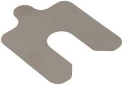 Made in USA - 20 Piece, 2 Inch Long x 2 Inch Wide x 0.005 Inch Thick, Slotted Shim Stock - Stainless Steel, 5/8 Inch Wide Slot - USA Tool & Supply