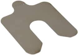 Made in USA - 20 Piece, 2 Inch Long x 2 Inch Wide x 0.01 Inch Thick, Slotted Shim Stock - Stainless Steel, 5/8 Inch Wide Slot - USA Tool & Supply