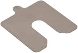 Made in USA - 10 Piece, 3 Inch Long x 3 Inch Wide x 0.015 Inch Thick, Slotted Shim Stock - Stainless Steel, 3/4 Inch Wide Slot - USA Tool & Supply