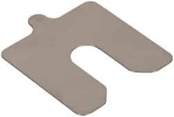 Made in USA - 10 Piece, 3 Inch Long x 3 Inch Wide x 0.02 Inch Thick, Slotted Shim Stock - Stainless Steel, 3/4 Inch Wide Slot - USA Tool & Supply