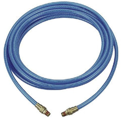 Coilhose Pneumatics - 3/8" ID 25' Long Multipurpose Air Hose - MNPT x MNPT Ends, 200 Working psi, -40 to 165°F, 1/4" Fitting, Transparent Blue - USA Tool & Supply