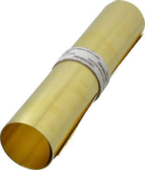 Made in USA - 10 Ft. Long x 12 Inch Wide x 0.002 Inch Thick, Roll Shim Stock - Brass - USA Tool & Supply