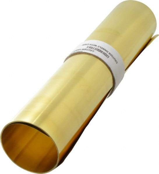 Made in USA - 10 Ft. Long x 12 Inch Wide x 0.003 Inch Thick, Roll Shim Stock - Brass - USA Tool & Supply