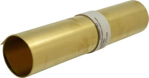 Made in USA - 10 Ft. Long x 12 Inch Wide x 0.005 Inch Thick, Roll Shim Stock - Brass - USA Tool & Supply