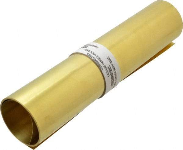 Made in USA - 10 Ft. Long x 12 Inch Wide x 0.006 Inch Thick, Roll Shim Stock - Brass - USA Tool & Supply