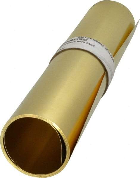 Made in USA - 10 Ft. Long x 12 Inch Wide x 0.008 Inch Thick, Roll Shim Stock - Brass - USA Tool & Supply