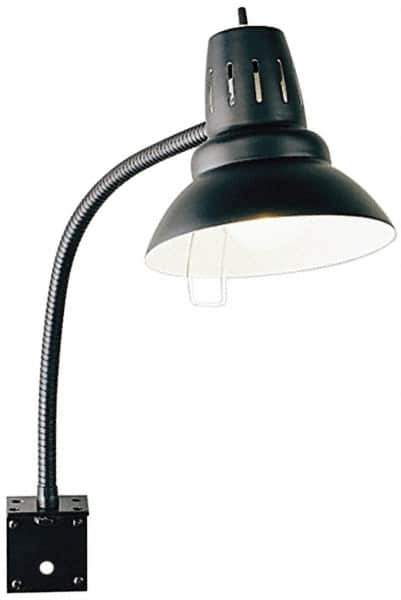 Electrix - 22 Inch, Gooseneck, Bracket Mounted, Incandescent, Black, General Purpose Task Light - 100 Watt, Nonmagnifying - USA Tool & Supply