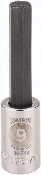 Armstrong - 3/8" Drive, 9mm Hex Bit Socket - 2-1/4" OAL, 1-9/16" Bit Length - USA Tool & Supply