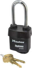 Master Lock - 2-1/2" Shackle Clearance, Keyed Alike Pro Series Solid Steel Padlock - 5/16" Shackle Diam, Laminated Steel - USA Tool & Supply