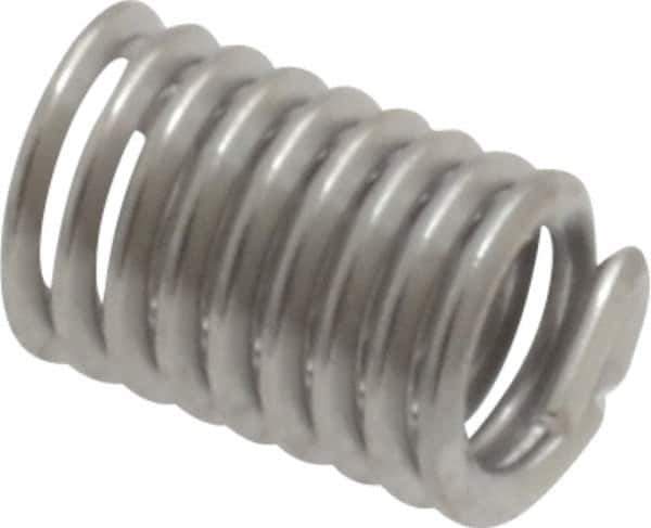 Heli-Coil - #6-32 UNC, 0.345" OAL, Free Running Helical Insert - 8-7/8 Free Coils, Tanged, 304 Stainless Steel, Bright Finish, 2-1/2D Insert Length - Exact Industrial Supply