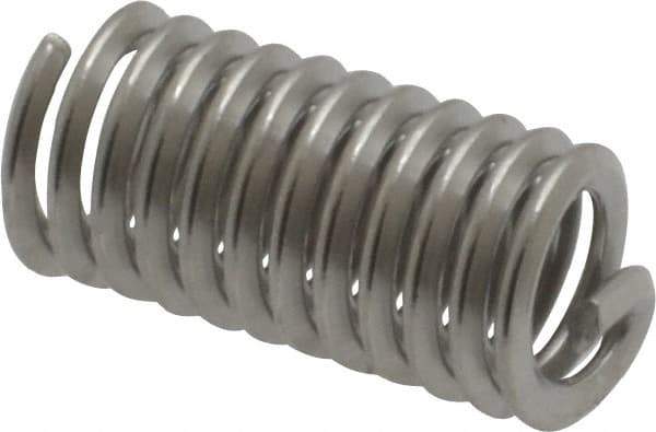 Heli-Coil - #10-24 UNC, 0.57" OAL, Free Running Helical Insert - 11-3/8 Free Coils, Tanged, 304 Stainless Steel, Bright Finish, 3D Insert Length - USA Tool & Supply