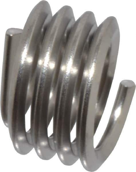 Heli-Coil - 5/16-18 UNC, 0.312" OAL, Free Running Helical Insert - 4 Free Coils, Tanged, 304 Stainless Steel, Bright Finish, 1D Insert Length - Exact Industrial Supply