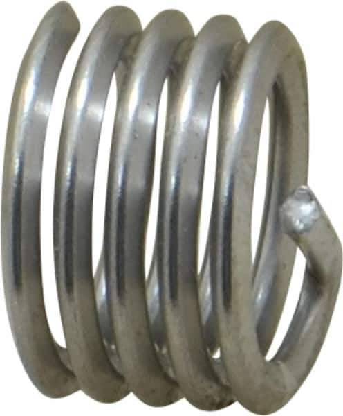 Heli-Coil - 7/16-14 UNC, 0.438" OAL, Free Running Helical Insert - 4-1/2 Free Coils, Tanged, 304 Stainless Steel, Bright Finish, 1D Insert Length - USA Tool & Supply